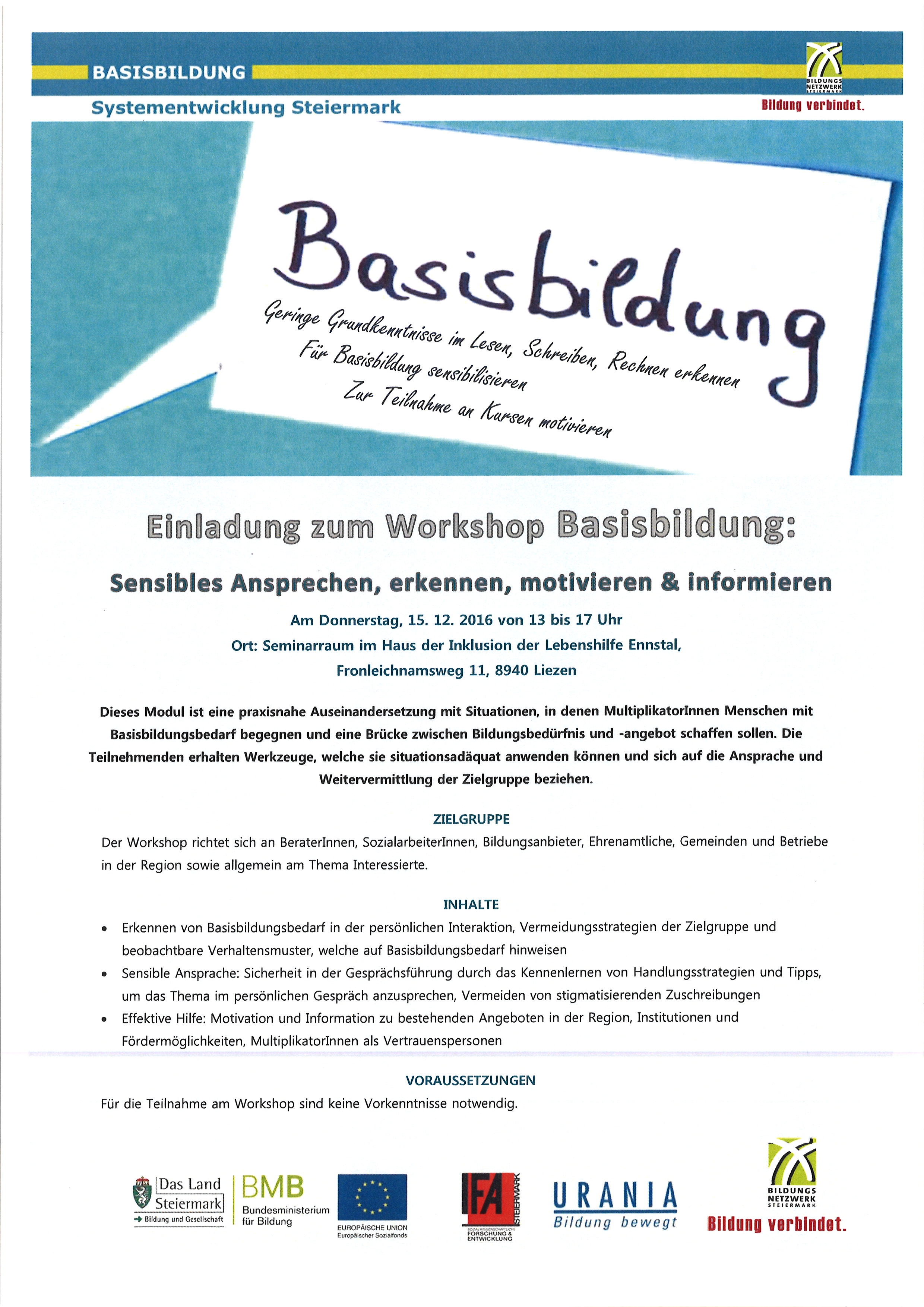 Einladung zum Workshop Basisbildung | Regionalmanagement ...